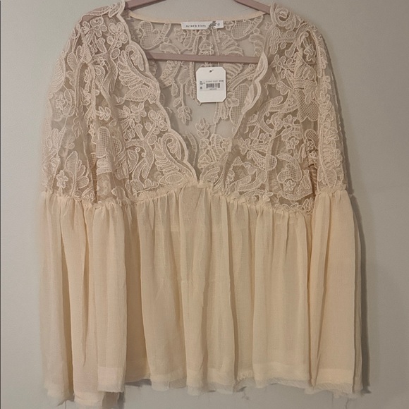 Altar'd State Tops - Altar'd State Cream Lace Blouse